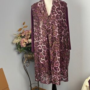 Elegant Purple and GoldTop and Duster Set